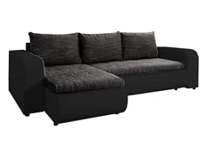 Berlin Corner Sofa Bed in Black and Charcoal Grey with Pull-Out Bed and Hidden Storage