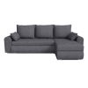 Grey berlin velvet corner sofa bed fully extended with pull-out double bed and open hidden storage compartments for small UK homes