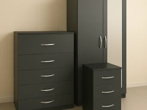 Modern 2 Door Grey Wardrobe Set