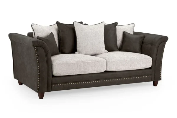 Bella Button Tufted Velvet & Chenille 3 Seater Sofa with Free Delivery, Handmade European