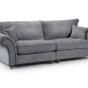 Windsor Grey 4-Seater Linen Sofa with soft-touch fabric, plush cushions, and modern wooden legs for stylish living rooms.