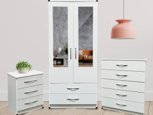 2 Door Wardrobe Bedroom Furniture Set in White