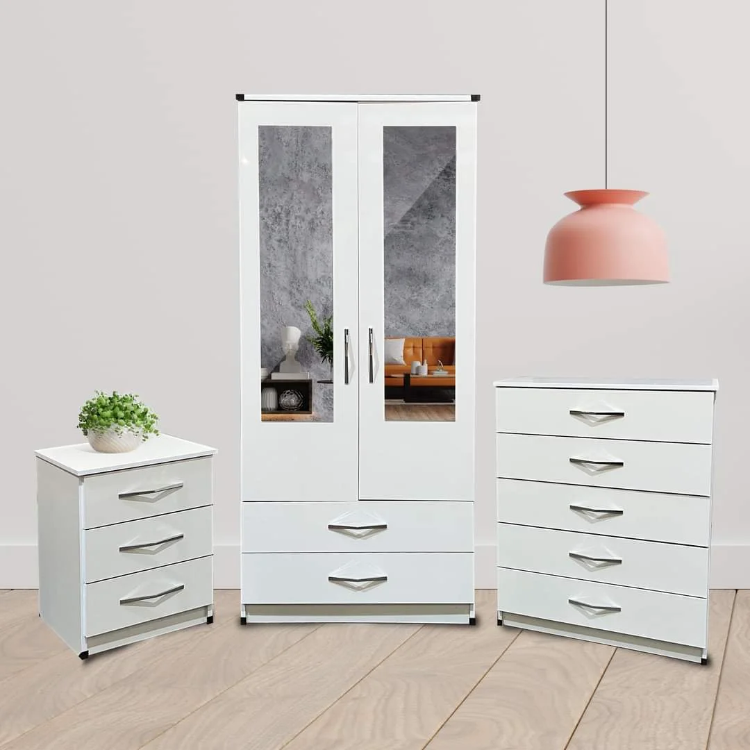 2 Door Wardrobe Bedroom Furniture Set in White