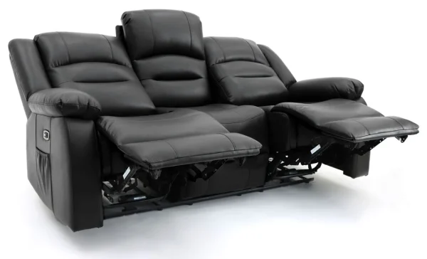 Alva Power Recliner Sofa black 3-seater fully reclined position showing comfort.