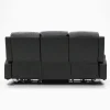 Modern, comfortable three-seater power recliner sofa in black, shown from the side angle to highlight the three supportive back cushions