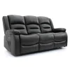 Alva Black 3 Seater Electric Recliner Sofa with USB-C and Drop Down Table in Faux Leather