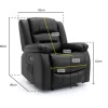 Modern single seater Alva electric recliner chair in a smooth black finish, shown from the front angle with deep cushioning.