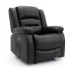 Alva Black Electric Recliner Armchair with faux leather upholstery, padded armrests, USB and USB-C charging ports, cupholders and side storage pocket