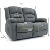 Alva Graphite 2 Seater Electric Recliner Sofa with dimensions labelled: 136cm width, 100cm height, 88cm depth, 103cm seat width, 50cm seat depth, 49cm seat height and 72cm backrest height