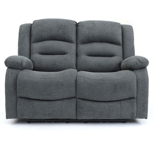 Alva Graphite 2 Seater Sofa fully reclined to 155 degrees using space-saving electric recliner mechanism