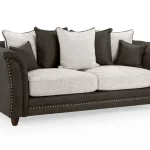 Bella Grey 2 Seater Sofa with button-tufted design Close-up of velvet and chenille fabric on Bella Grey 2 Seater Sofa Scatter-back cushions on Bella Grey 2 Seater Sofa Side angle view of Bella Grey 2 Seater Sofa Bella Grey 2 Seater Sofa in a modern living room