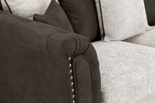 Close-up of velvet and chenille fabric on Bella Grey 2 Seater Sofa
