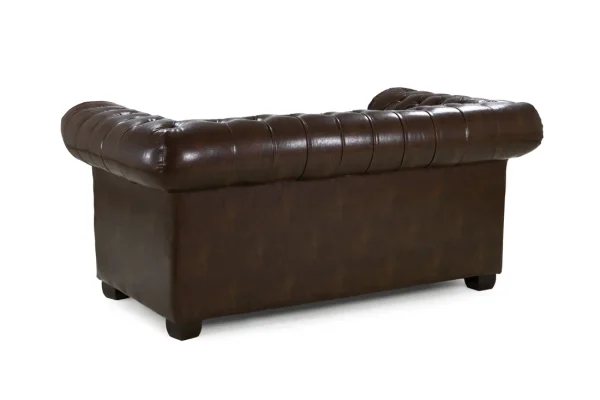 British style Chesterfield sofa antique brown Compact Chesterfield 2 seater with rolled arms