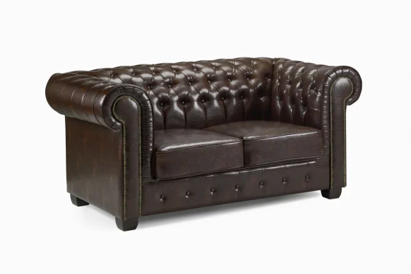 Chesterfield Sofa Antique Brown 2 Seater – British Elegance