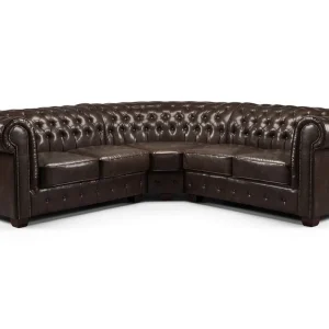 Chesterfield Sofa Antique Brown Large Corner leather design
