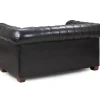 Side angle of classic black 2 seater Chesterfield