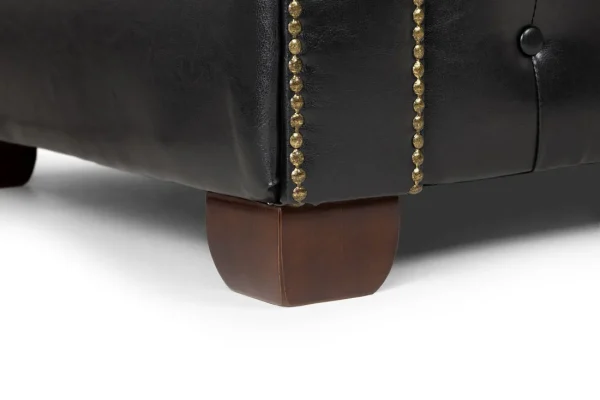 Chesterfield Sofa Black 2 Seater with button-tufted PU leather