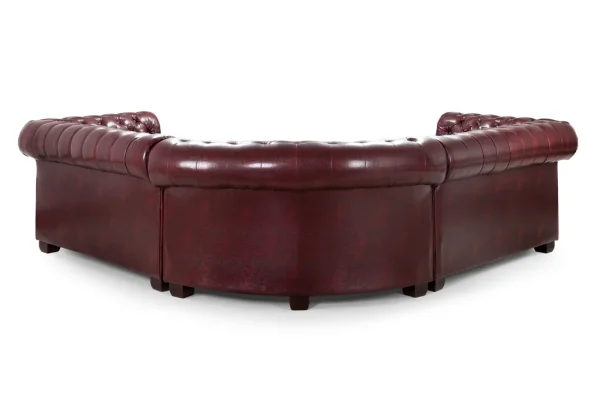 Vintage Chesterfield corner sofa in oxblood red bonded leather