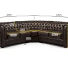 Chesterfield Sofa Antique Brown Large Corner leather design Antique brown Chesterfield corner sofa with button tufting Classic British Chesterfield large corner sofa Luxury Chesterfield leather corner sofa in living room Traditional Chesterfield sofa with scroll arms and studs