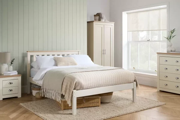 Highgate wardrobe with silver handles and oak top