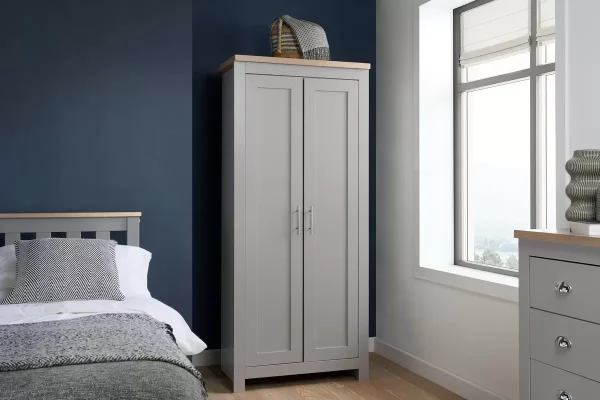 Highgate 2 door wardrobe in cream and oak finish