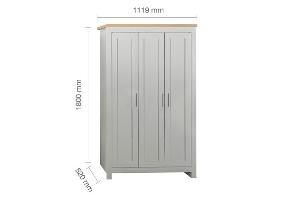 Farmhouse style grey and oak bedroom wardrobe