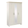 Highgate 3 door wardrobe with mirror cream and oak