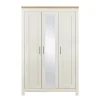 Farmhouse cream and oak wardrobe with full length mirror