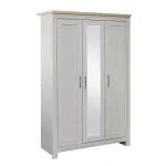 Farmhouse grey and oak wardrobe with full length mirror