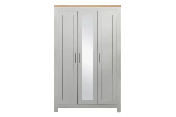 Farmhouse grey and oak wardrobe with full length mirror