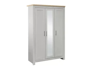 Farmhouse grey and oak wardrobe with full length mirror