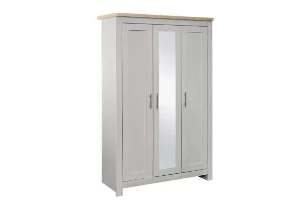 Farmhouse grey and oak wardrobe with full length mirror
