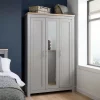 Farmhouse grey and oak wardrobe with full length mirror
