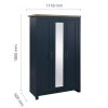 Farmhouse navy and oak wardrobe with full length mirror