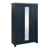 Highgate 3 door wardrobe with mirror navy blue and oak