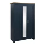 Highgate 3 door wardrobe with mirror navy blue and oak