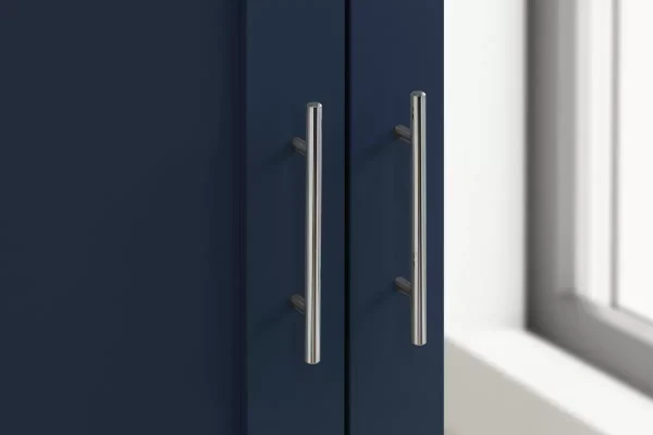 Three door farmhouse wardrobe navy oak finish Highgate wardrobe with hanging rail and mirror