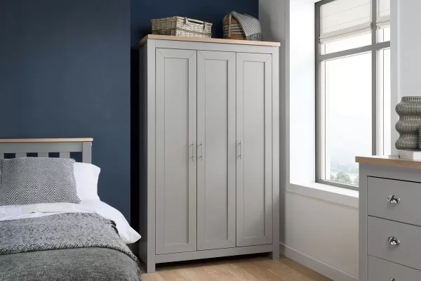 Highgate 3 door wardrobe grey and oak finish