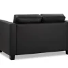 Front view of the Jerry Sofa Black 2 Seater featuring squared arms, button-tufted back cushions, and a sleek black faux leather finish.