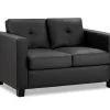 Compact black 2-seater Jerry sofa, ideal for small apartments, with a contemporary design and dark wooden feet
