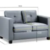 Front view of the Jerry Sofa Grey 2 Seater featuring modern square arms, button-tufted back cushions, and a sleek grey upholstery