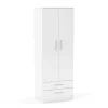 Lynx 2 door combi wardrobe white high gloss finish Modern white wardrobe with drawers and hanging rail