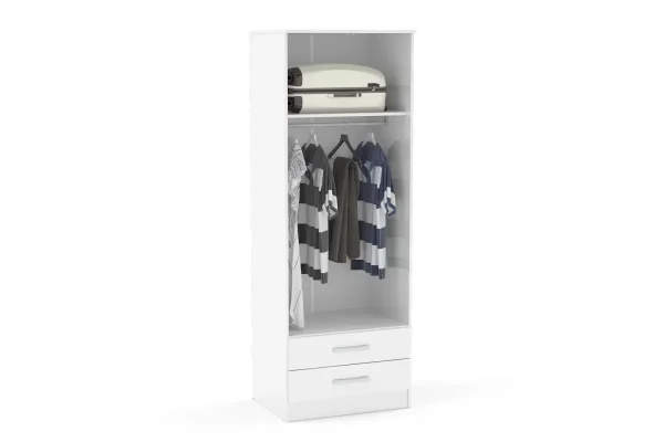 Lynx wardrobe white with silver handles