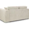 Compact beige two-seater Naples sofa with clean lines and contemporary styling, featuring metal feet accents.