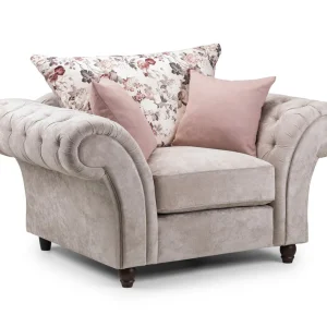 Roma Chesterfield Beige Armchair front view