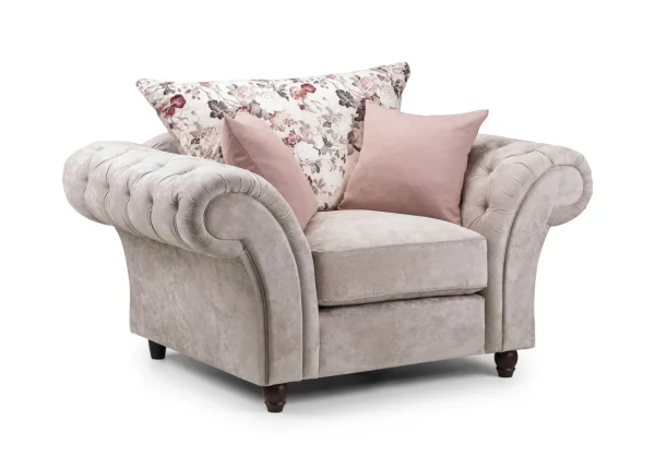 Roma Chesterfield Beige Armchair front view