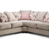 Roma Chesterfield Sofa Beige Large Corner in modern living room