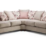 Roma Chesterfield Sofa Beige Large Corner in modern living room