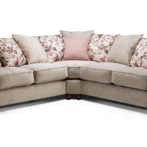Roma Chesterfield Sofa Beige Large Corner in modern living room