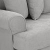 Elegant grey 4-seater fabric sofa with curved arms